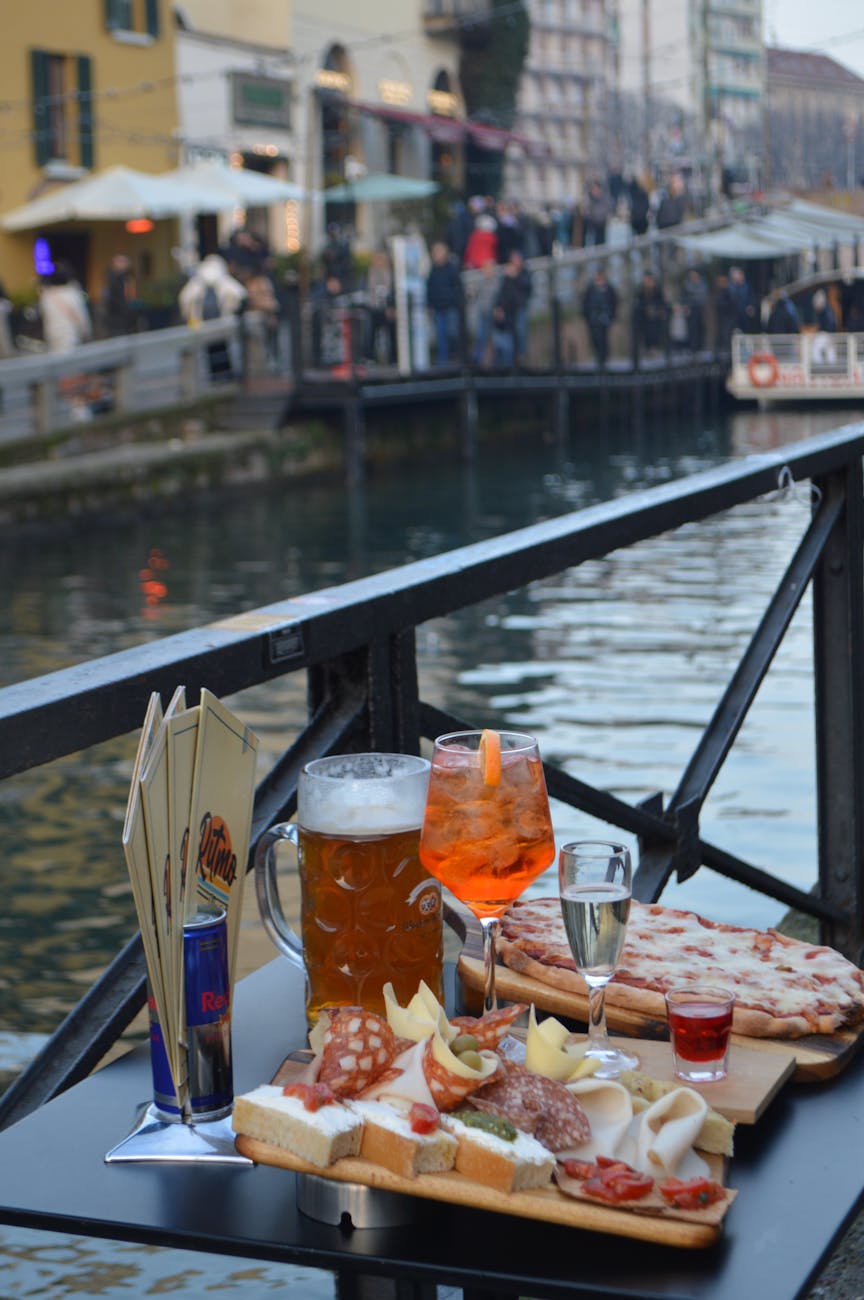 delicious italian aperitivo by the canal