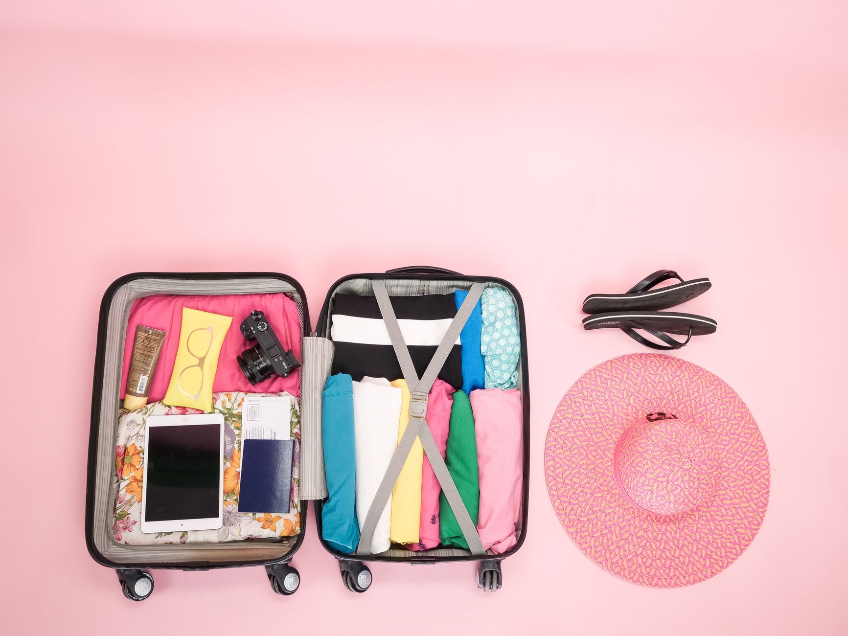 neatly packed open suitcase photo